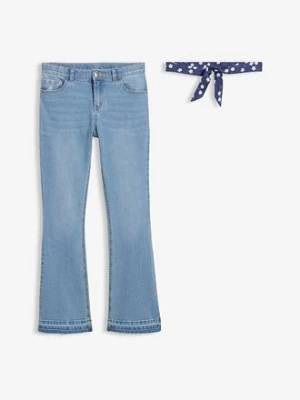 Obrázek produktu Jeansy flared z paskiem, średni stan (komplet 2-cz.) bonprix