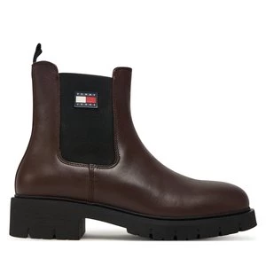 Obrázek produktu Kotníková obuv s elastickým prvkem Tommy Jeans Tjw Chelsea Leather Boot EN0EN02825 Hnědá