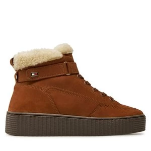 Obrázek produktu Kotníková obuv Tommy Hilfiger Faux Fur Nubuck Low Lace-Up FW0FW08172 Hnědá