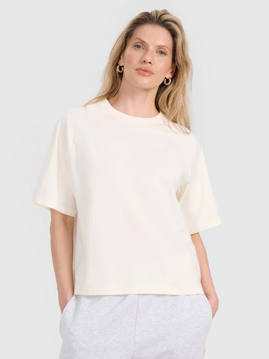 Obrázek produktu Dámské oversize hladké tričko - bílé 4F