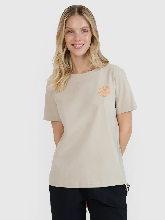 Obrázek produktu Dámské tričko oversize s potiskem - béžové 4F