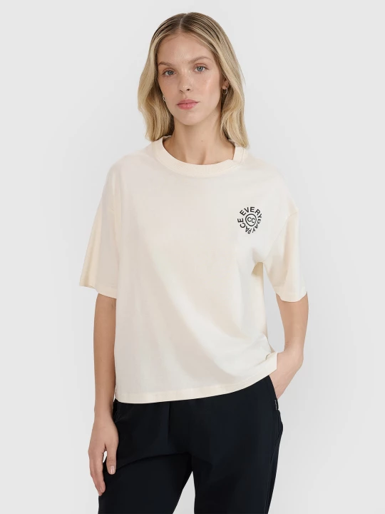 Obrázek produktu Dámské tričko oversize s potiskem - bílé 4F