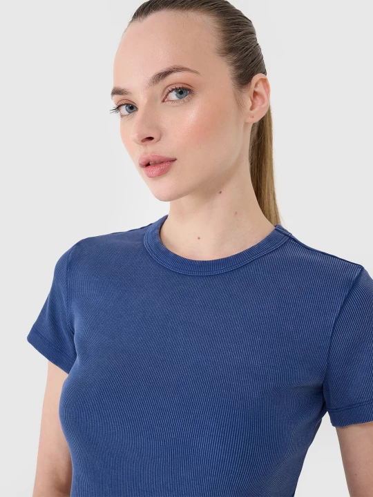 Obrázek produktu Dámské tričko slim z žebrované pleteniny - tmavě modré 4F