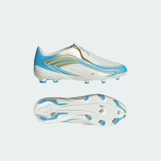 Obrázek produktu Dětské fotbalové kopačky bez tkaniček F50 MESSI LEAGUE na pevný povrch Adidas béžová