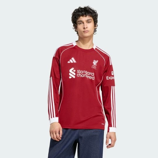 Obrázek produktu Domácí dres Liverpool FC 25/26 sdlouhým rukávem Adidas Strawberry Red