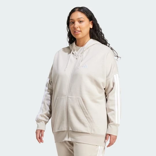 Obrázek produktu Flísová mikina na zip Essentials se 3 proužky (velikost plus) Adidas