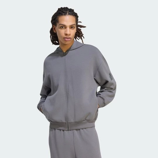 Obrázek produktu MIKINA SOFT LUX S KAPUCÍ A ZIPEM PO CELÉ DÉLCE Adidas Grey Five