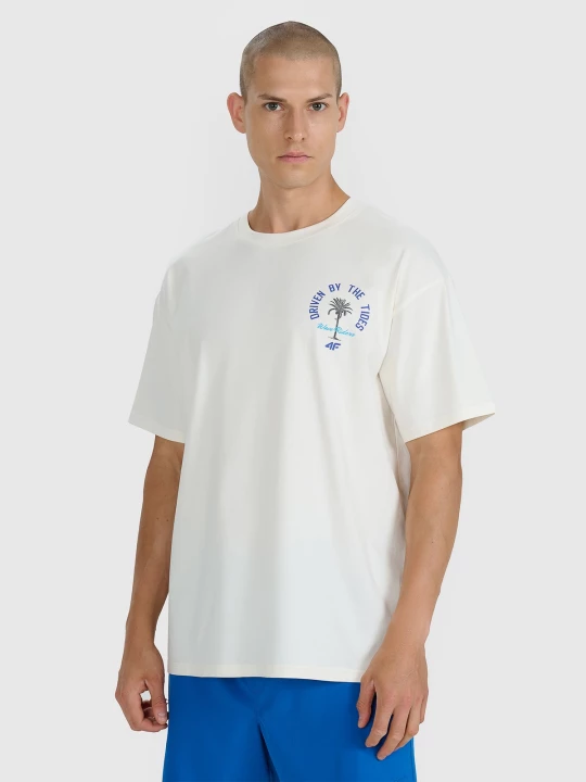 Obrázek produktu Oversize tričko s potiskem pánské - béžové 4F
