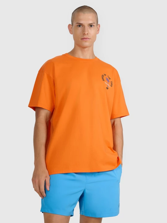 Obrázek produktu Pánské oversize tričko s potiskem - oranžové 4F