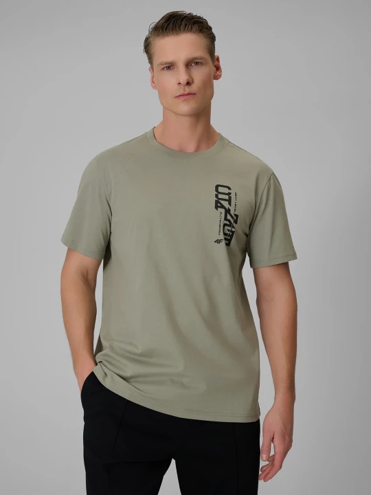 Obrázek produktu Pánské regular tričko potiskem - khaki 4F