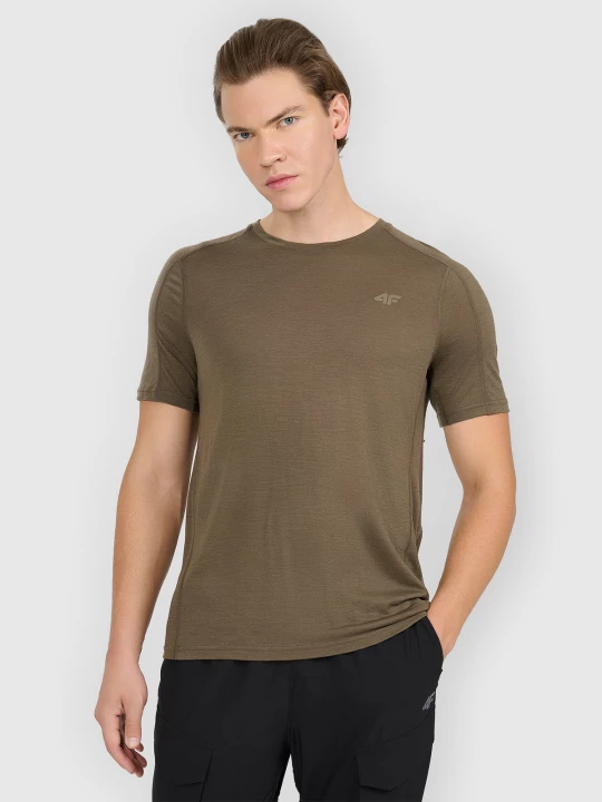 Obrázek produktu Pánské trekové tričko s merino vlnou - olivová/khaki 4F
