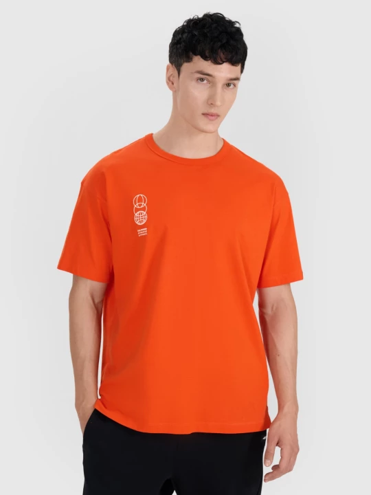 Obrázek produktu Pánské tričko oversize s potiskem - oranžové 4F