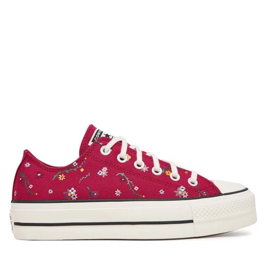 Obrázek produktu Plátěnky Converse Chuck Taylor All Star Lift Platform Embroidered Floral Patchwork A15535C Bordó