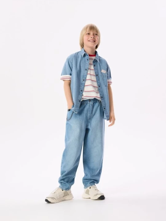 Obrázek produktu Reserved - Baggy džíny s řetízkem - modrá
