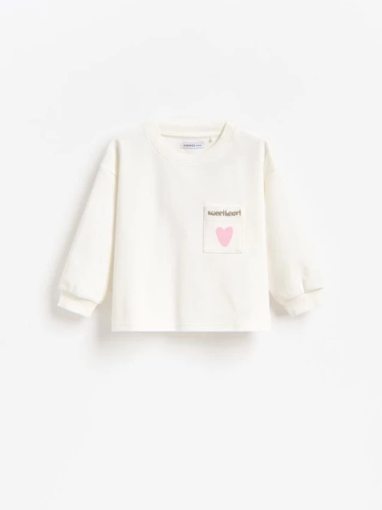 Obrázek produktu Reserved - Bavlněná mikina s kapsou - krémová