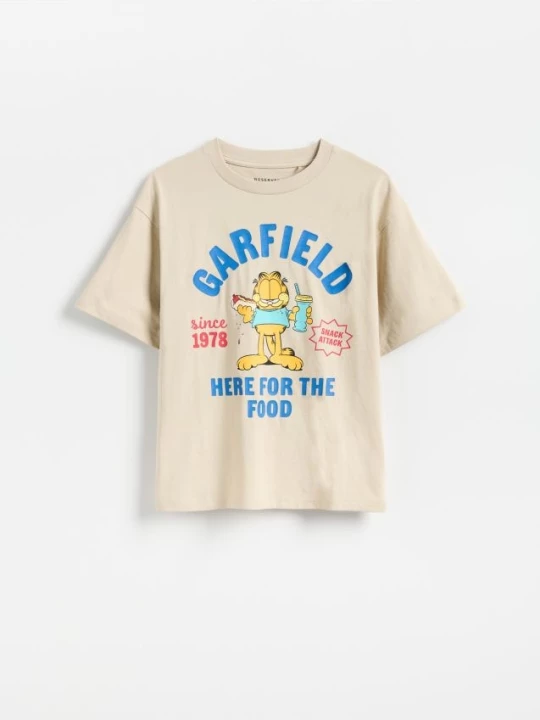 Obrázek produktu Reserved - Bavlněné tričko Garfield - béžová