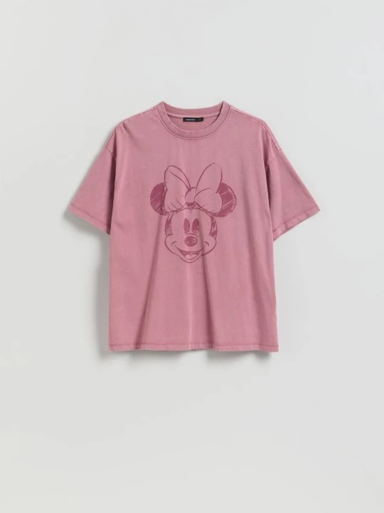 Obrázek produktu Reserved - Bavlněné tričko Mickey Mouse - pastelově růžová