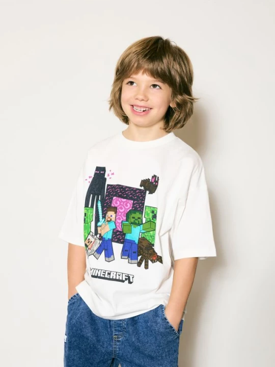 Obrázek produktu Reserved - Bavlněné tričko Minecraft - krémová