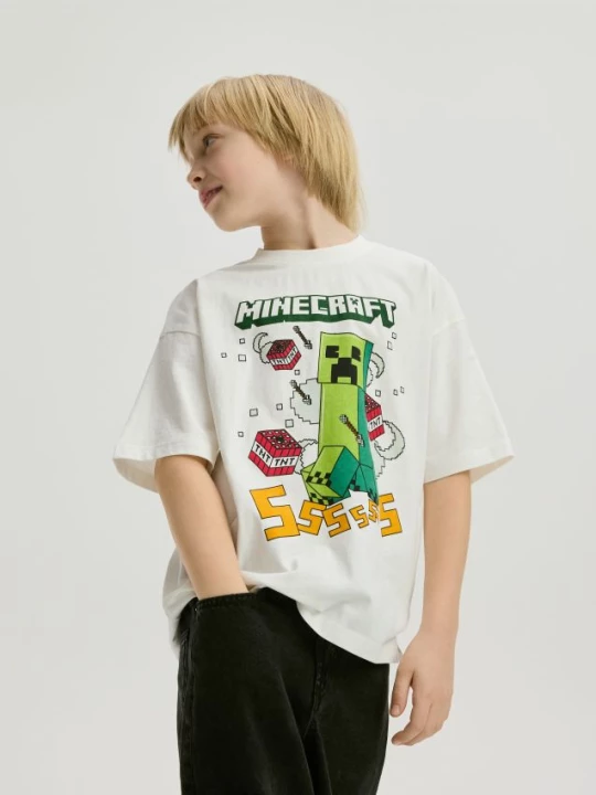 Obrázek produktu Reserved - Bavlněné tričko Minecraft - krémová
