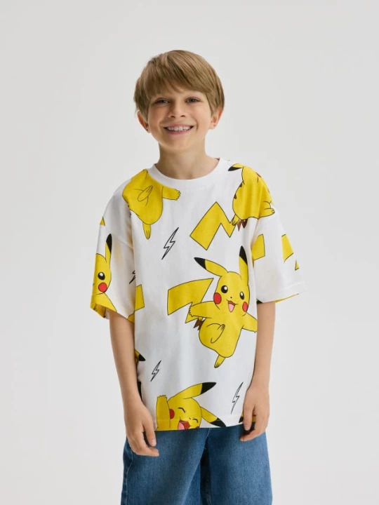 Obrázek produktu Reserved - Bavlněné tričko Pokemon - krémová
