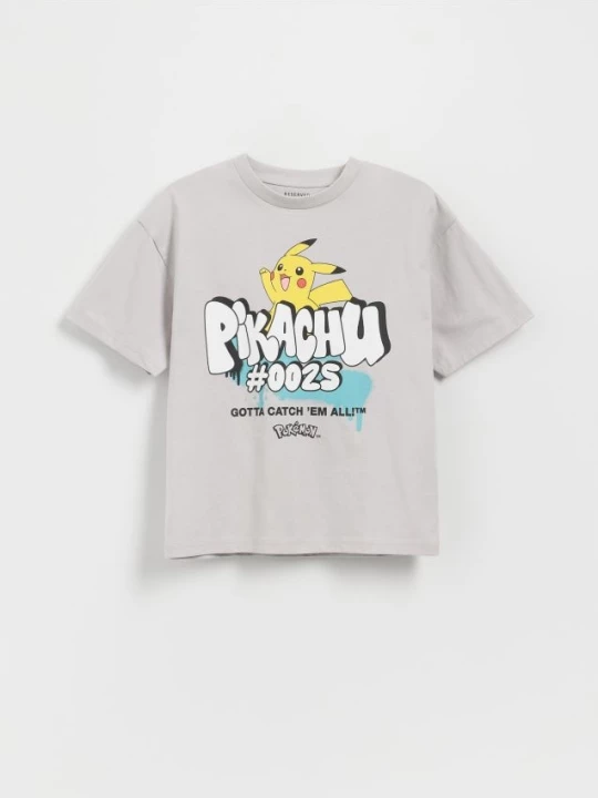 Obrázek produktu Reserved - Bavlněné tričko Pokemon - světle šedá