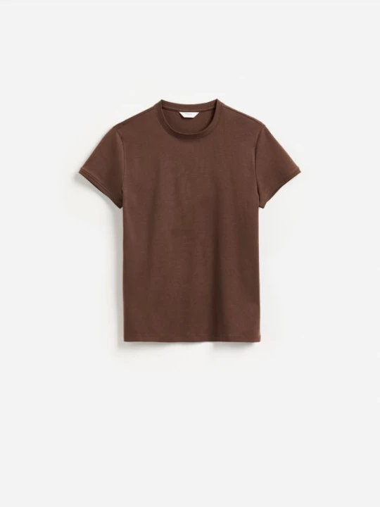 Obrázek produktu Reserved - Bavlněné tričko slim fit - pudrově hnědá