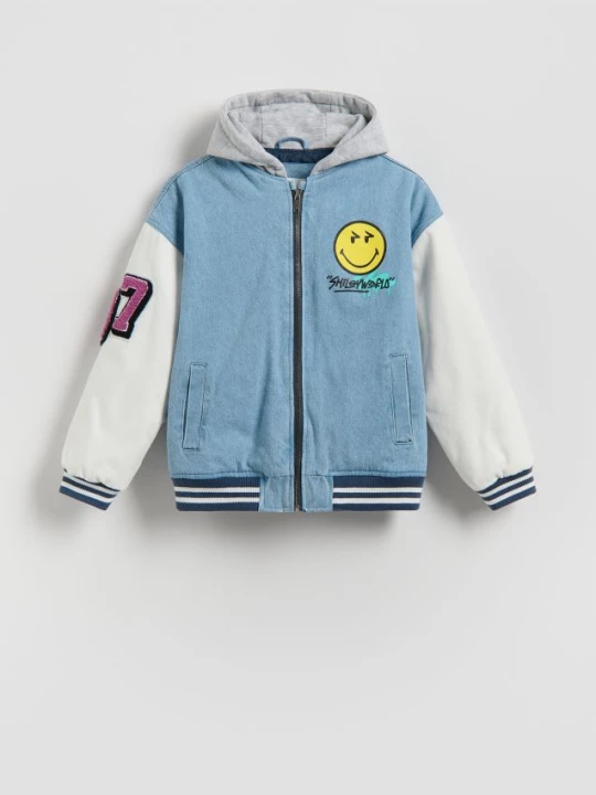 Obrázek produktu Reserved - Džínová bomber bunda SmileyWorld® - modrá