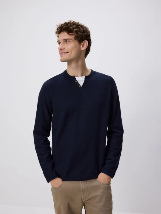 Obrázek produktu Reserved - Henley svetr - tmavomodrá