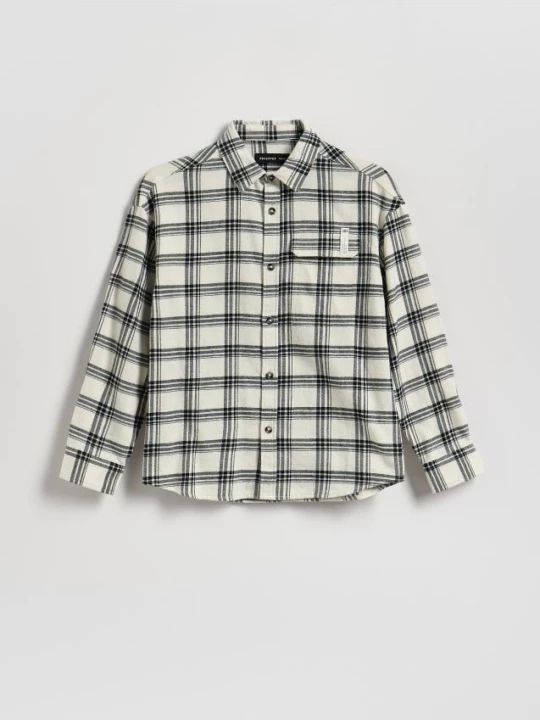 Obrázek produktu Reserved - Kostkovaná oversize košile - krémová