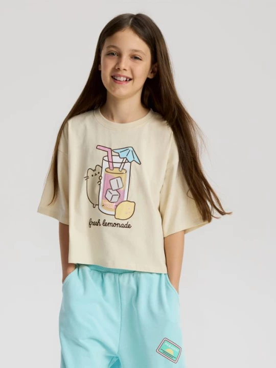 Obrázek produktu Reserved - Krátké tričko Pusheen - béžová