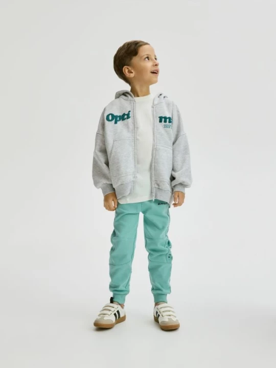 Obrázek produktu Reserved - Mikina oversize se zapínáním a s kapucí - světle šedá