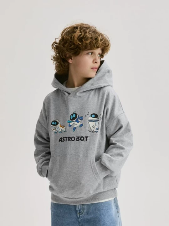 Obrázek produktu Reserved - Mikina s kapucí Astro Bot - světle šedá