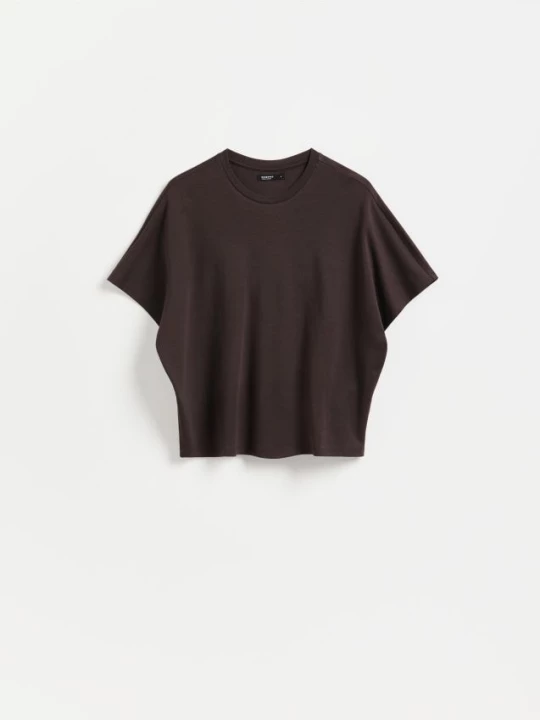 Obrázek produktu Reserved - Oversize tričko - tmavě hnědá