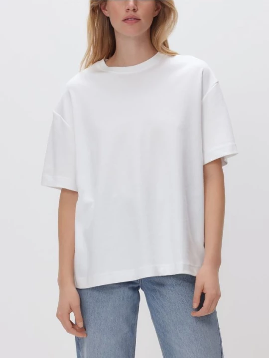 Obrázek produktu Reserved - Oversize tričko z marcerované bavlny - bílá