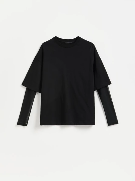 Obrázek produktu Reserved - Oversized tričko s dlouhými rukávy - černý