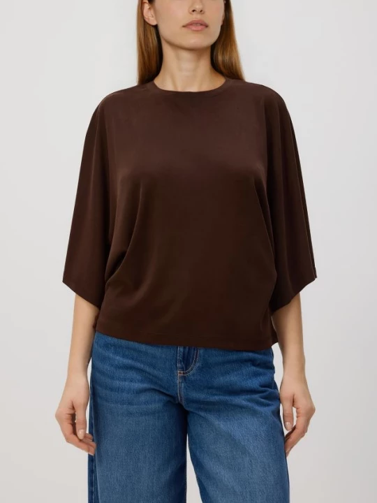Obrázek produktu Reserved - Tričko kimono s viskózou - tmavě hnědá