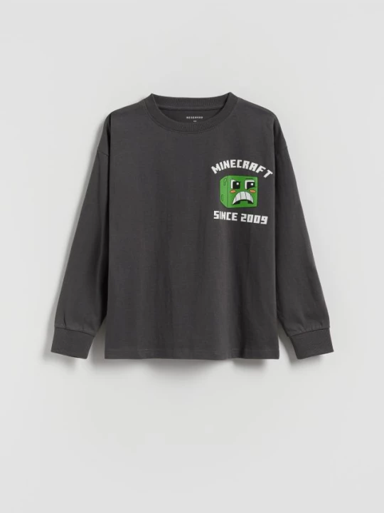 Obrázek produktu Reserved - Tričko Minecraft s dlouhými rukávy - tmavě šedá