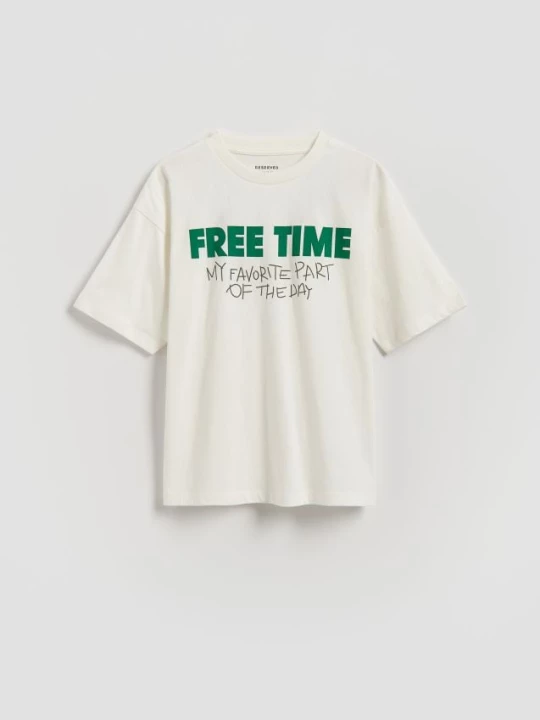 Obrázek produktu Reserved - Tričko s potiskem - krémová