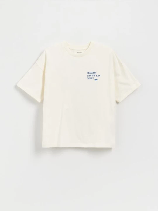 Obrázek produktu Reserved - Tričko s potiskem - krémová