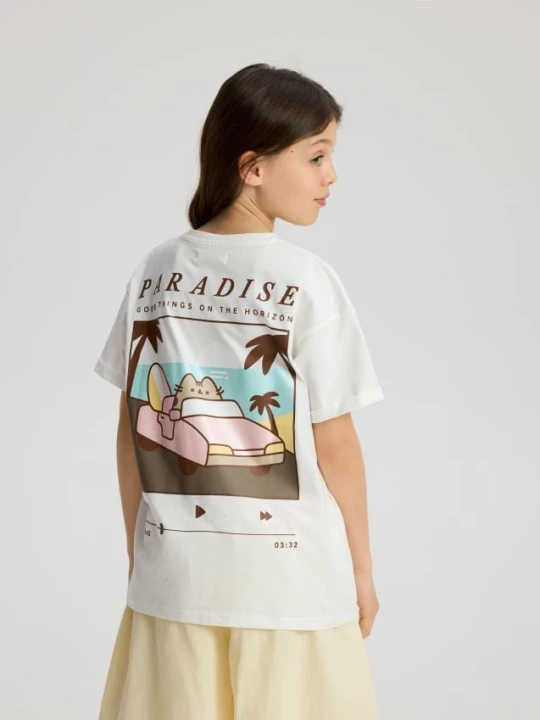 Obrázek produktu Reserved - Tričko s potiskem na zádech Pusheen - krémová