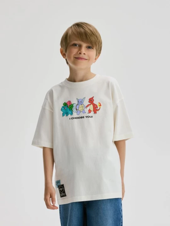 Obrázek produktu Reserved - Tričko s potiskem Pokémon - krémová