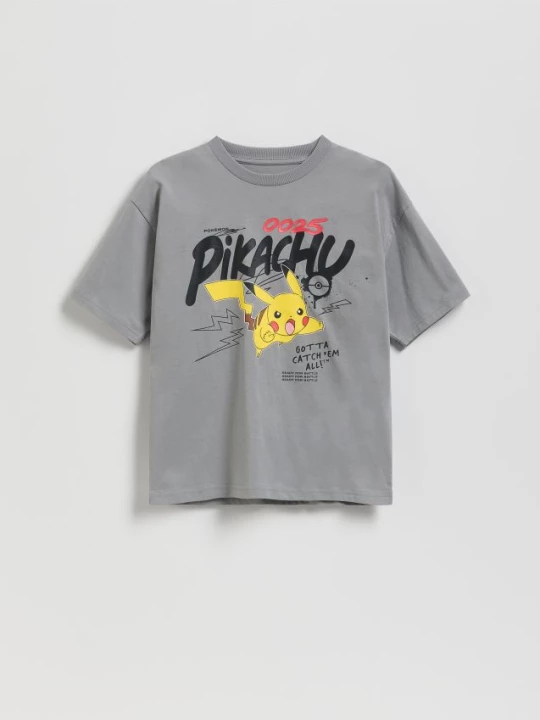 Obrázek produktu Reserved - Tričko s potiskem Pokémon - tmavě šedá