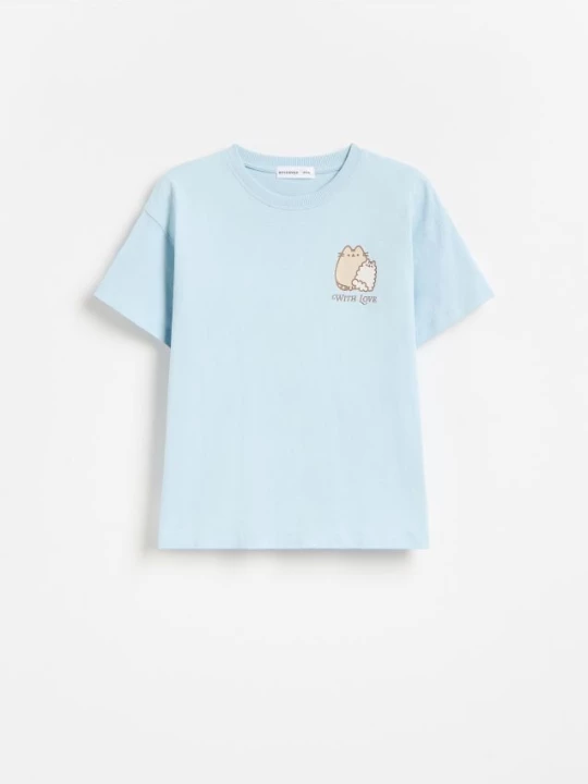 Obrázek produktu Reserved - Tričko s potiskem Pusheen - bleděmodrá