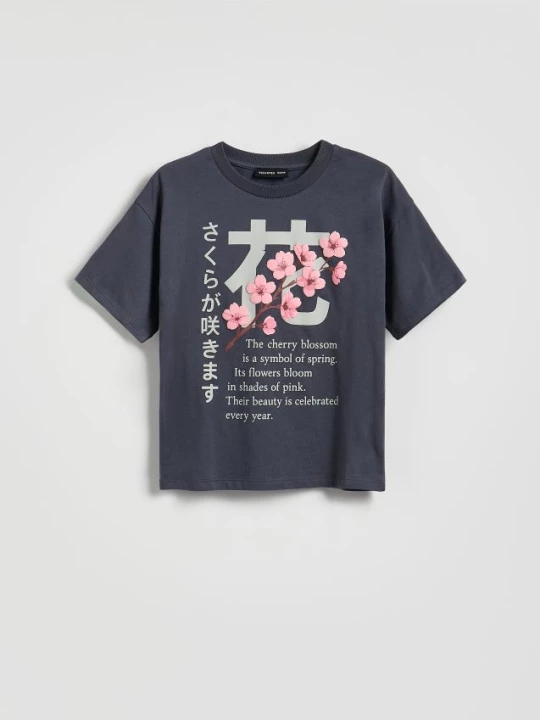 Obrázek produktu Reserved - Tričko s potiskem - tmavě šedá