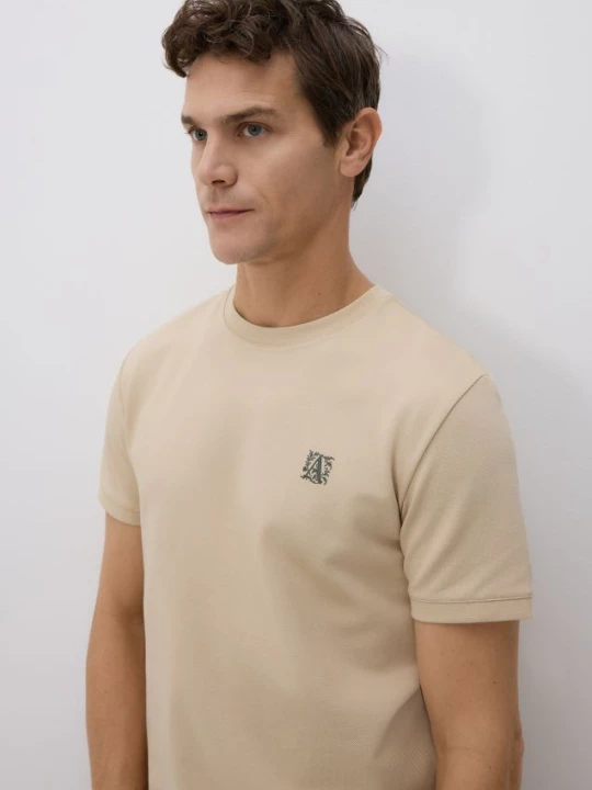Obrázek produktu Reserved - Tričko slim fit s výšivkou - béžová