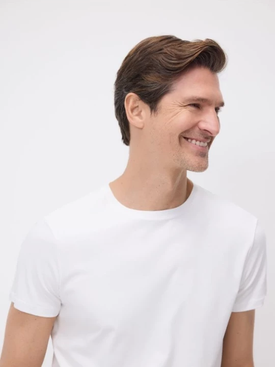 Obrázek produktu Reserved - Úzké tričko slim z mercerované bavlny - bílá