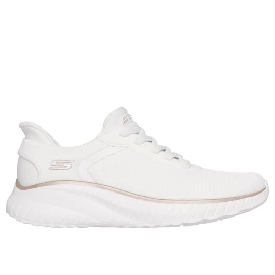Obrázek produktu Skechers Ženy Slip-ins: BOBS Sport Squad Chaos Shoes v Bílá/Zlatá, Velikost Wide, Vegan, Pratelné v pračce