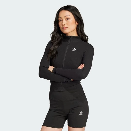 Obrázek produktu Sportovní top Essentials Ribbed Full-Zip Adidas černá