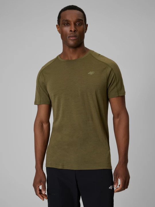 Obrázek produktu Trekové tričko s merino vlnou pánské - khaki 4F