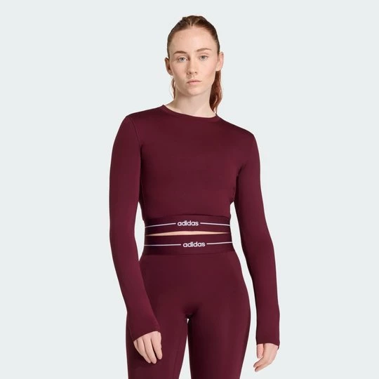 Obrázek produktu Tričko sHyperglam Cropped Long Sleeve Adidas vínová